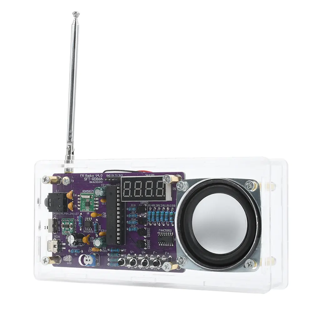 DIY FM Radio Electronic Kit Adjustable Frequency 87.5MHz-108MHz Digital Display DIY Welding Soldering Project Practice Solder