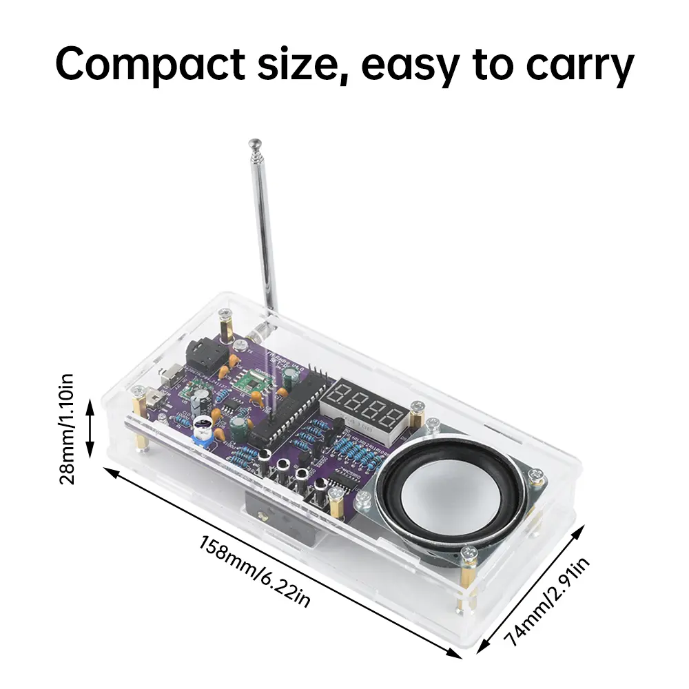DIY FM Radio Electronic Kit Adjustable Frequency 87.5MHz-108MHz Digital Display DIY Welding Soldering Project Practice Solder