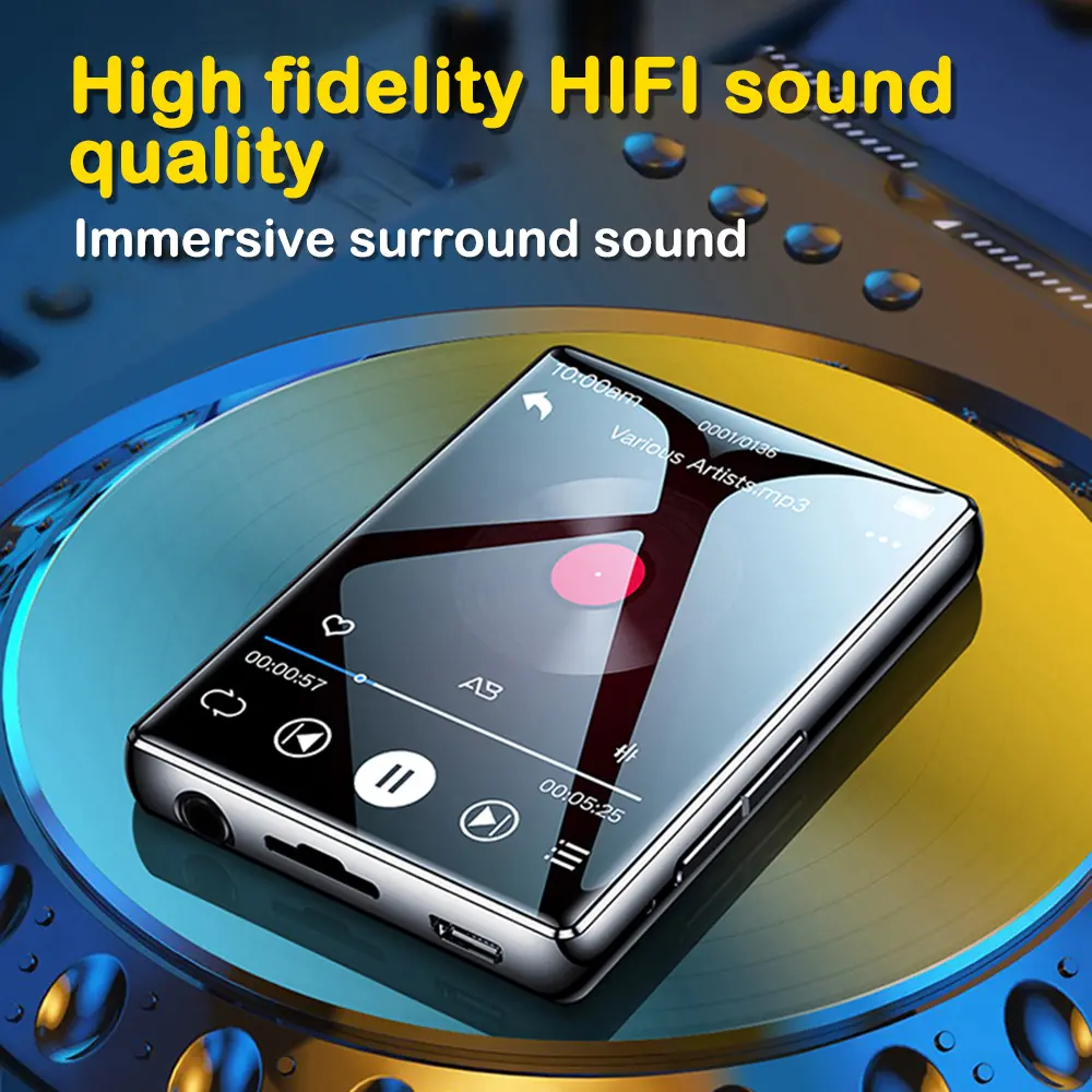 Mini MP3 Music Player Bluetooth HiFi MP4 Walkman Full Touch Screen Built-in Speaker Recorder FM/E-book Camera Video Player