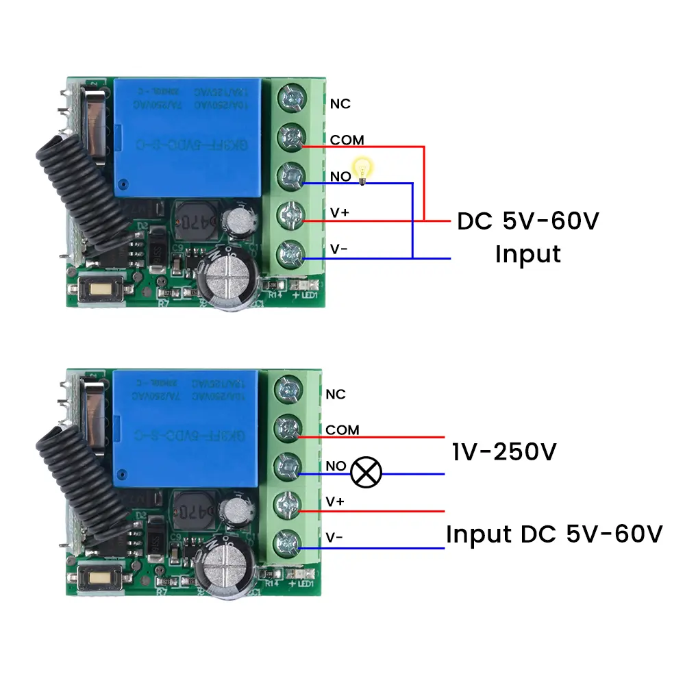 433Mhz DC 12V 5-60V 1CH Universal Wireless Remote Control Switch Relay Receiver Module 5V 9V 12V 24V 60V RF for Gate LED Garage