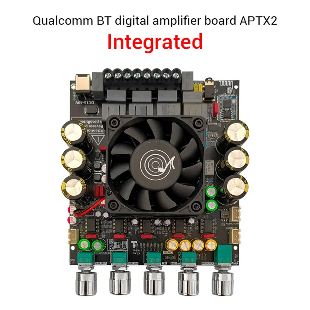 ZK-APTX2 TPA3223 2.1 Channel Sound Power Amplifier Board 200W+200W+400W QCC3034 Bluetooth Audio Amp Module Subwoofer High Power
