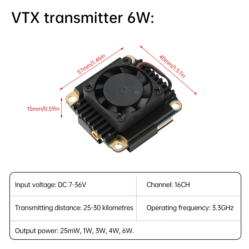 3.3GHz 4W 6W VTX/VRX Analog Image Transmission Module Wireless Audio Video Transmitter Receiver 16CH For FPV Racing Drone