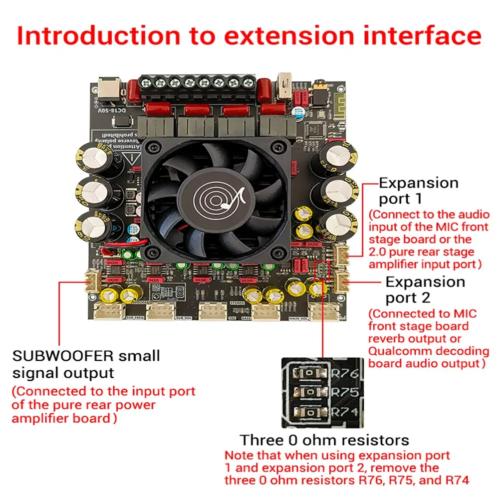 ZK-AS21P TPA3255*2 2.1 Channel Bluetooth Power Amplifier Board 300W+300W+600W High Power Low Noise Audio Amplifier Plate zkas21p