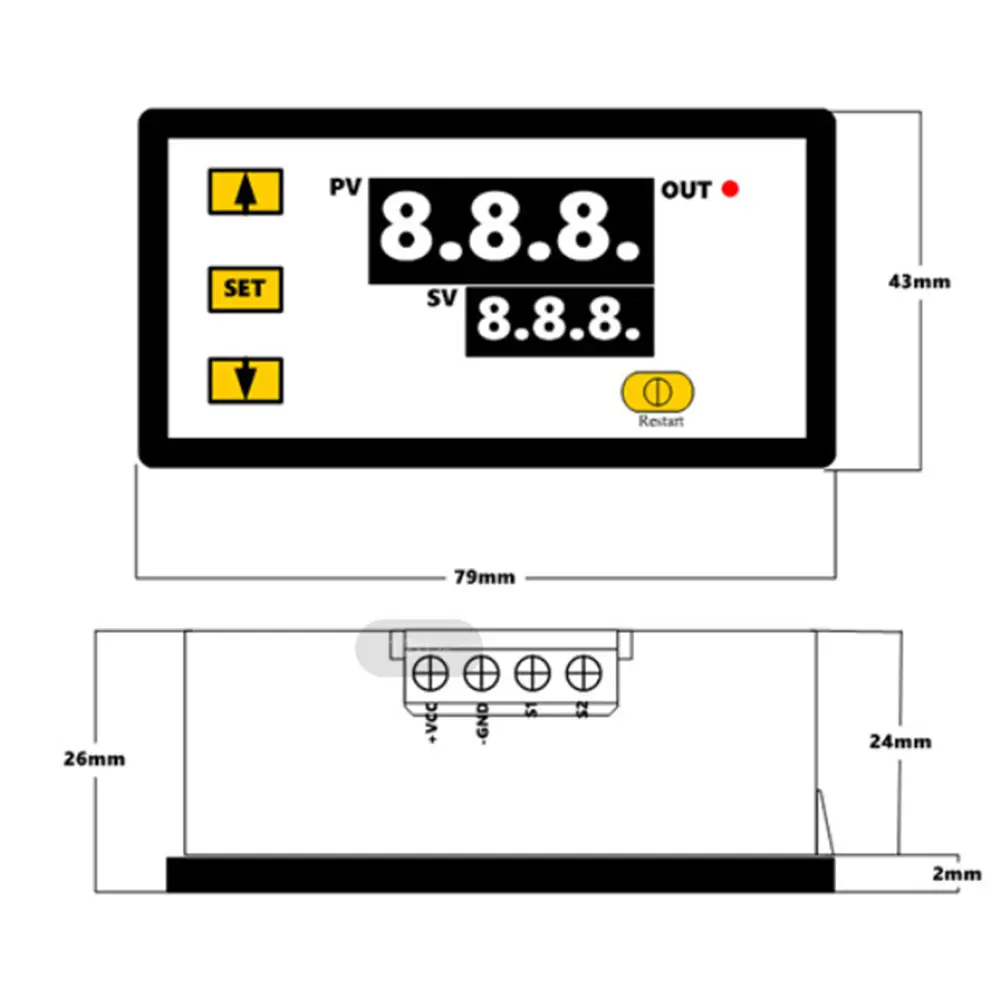 W3230 LED Digit Temperature Controller Thermostat Thermometer Temperature Control Sensor Module DC 12-24V AC 110-220V -55-120°C