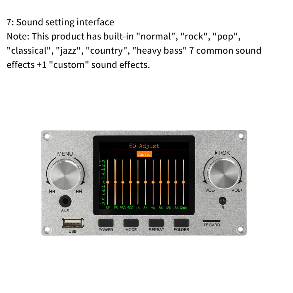 Bluetooth MP3 Decoder Board 2.8-inch TFT Color Screen Lossless Audio Decoding Module DIY MP3 Player Car FM Radio Module TF USB