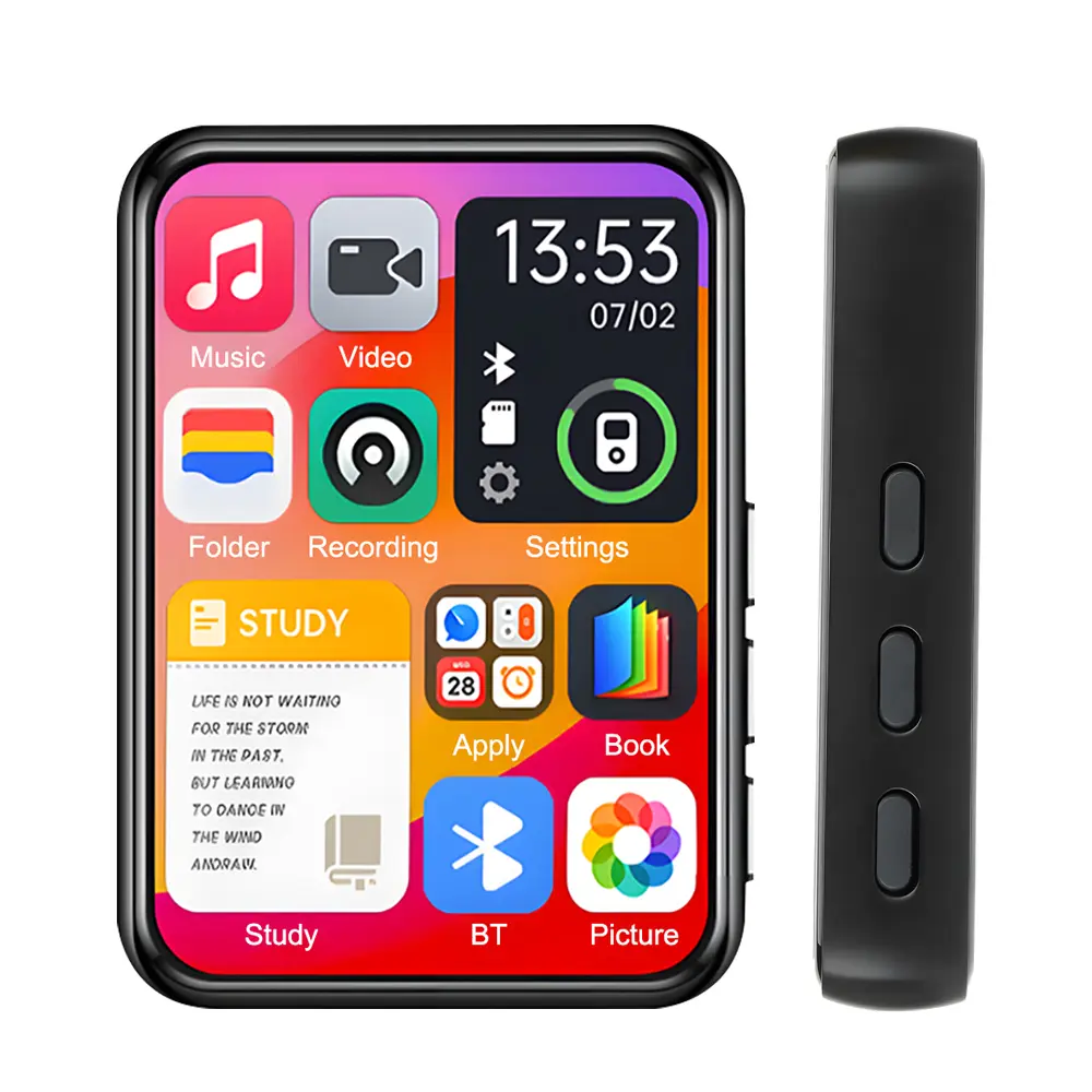 MP3 Music Player with Bluetooth 5.4 Walkman Touch Screen Buttons Built-in HD Speaker FM Radio Recorder E-book