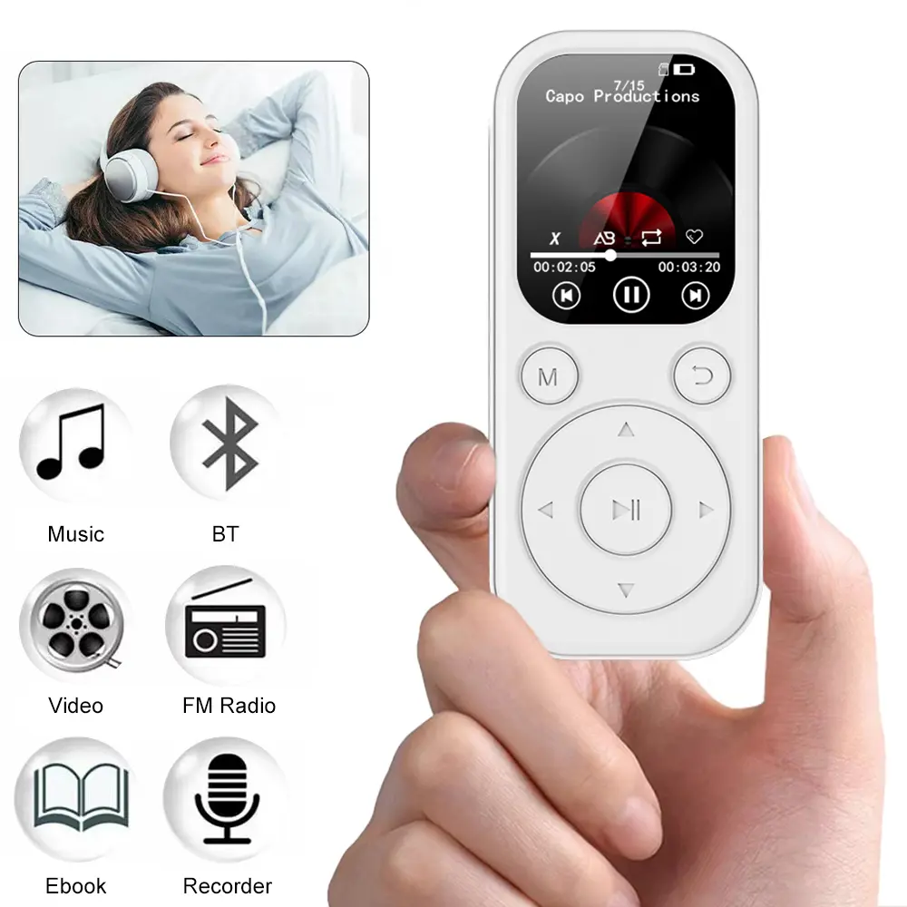 1.8 Inch IPS Screen MP3 Music Player Bluetooth 5.4 Portable Walkman Electronic Book Recording FM Radio Mp3 Player