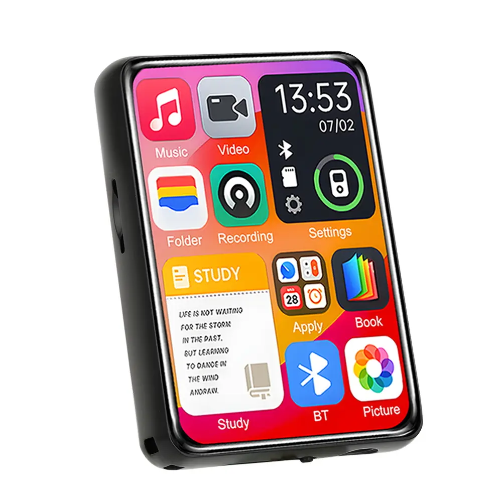 MP3 Music Player with Bluetooth 5.4 Walkman Touch Screen Buttons Built-in HD Speaker FM Radio Recorder E-book
