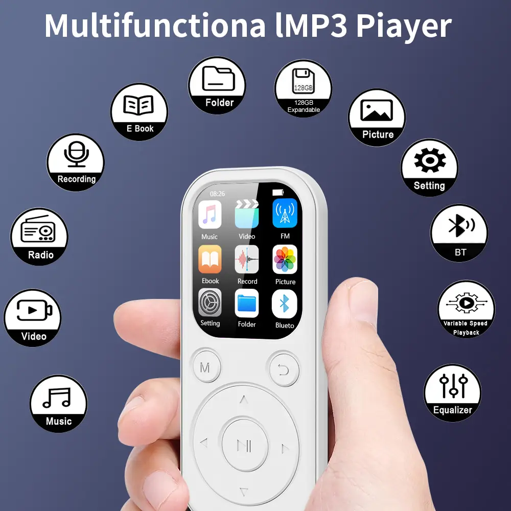1.8 Inch IPS Screen MP3 Music Player Bluetooth 5.4 Portable Walkman Electronic Book Recording FM Radio Mp3 Player