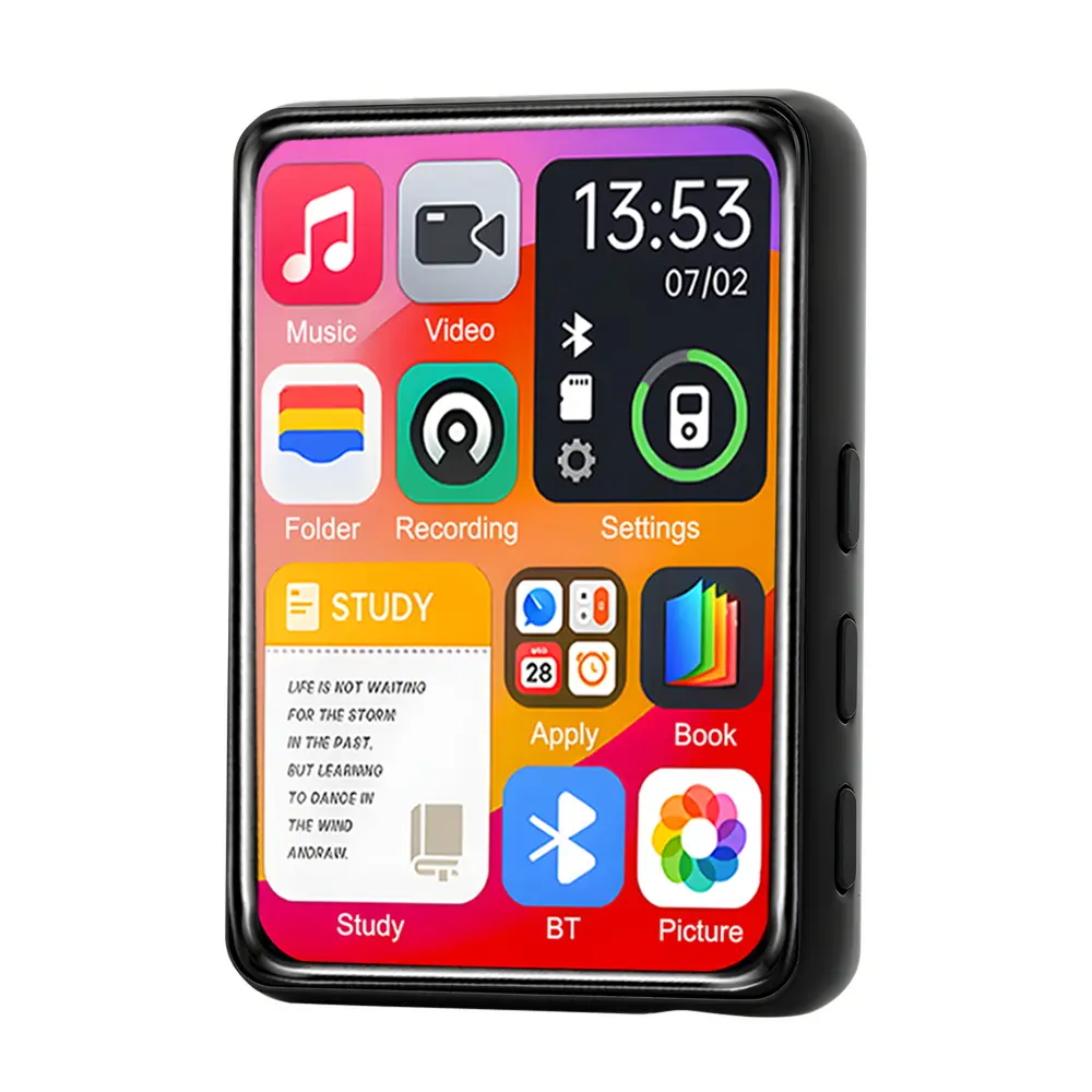 MP3 Music Player with Bluetooth 5.4 Walkman Touch Screen Buttons Built-in HD Speaker FM Radio Recorder E-book