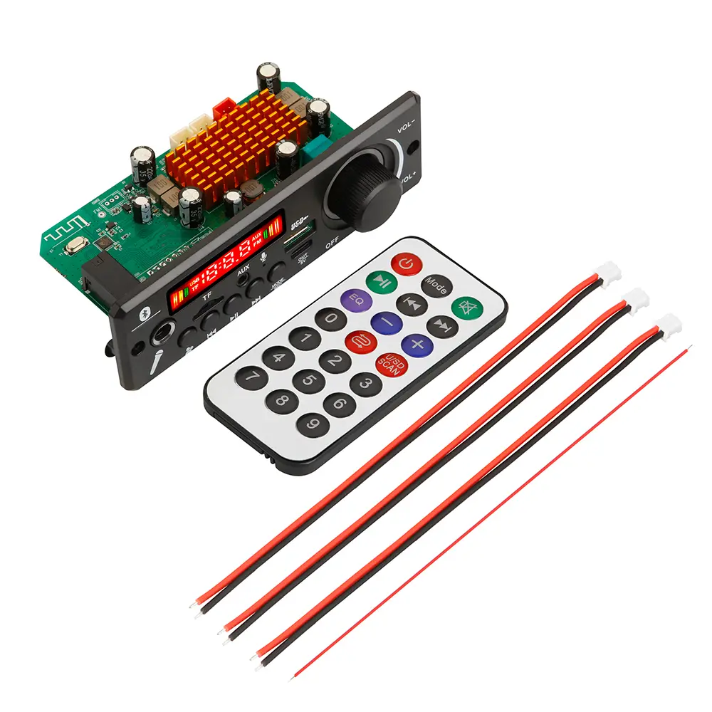 2*100W Amplifier Bluetooth MP3/USB/TF/LINE IN/FM Decoder Board DC 8-26V Wireless Car USB MP3 Player with Mic Calling Recording