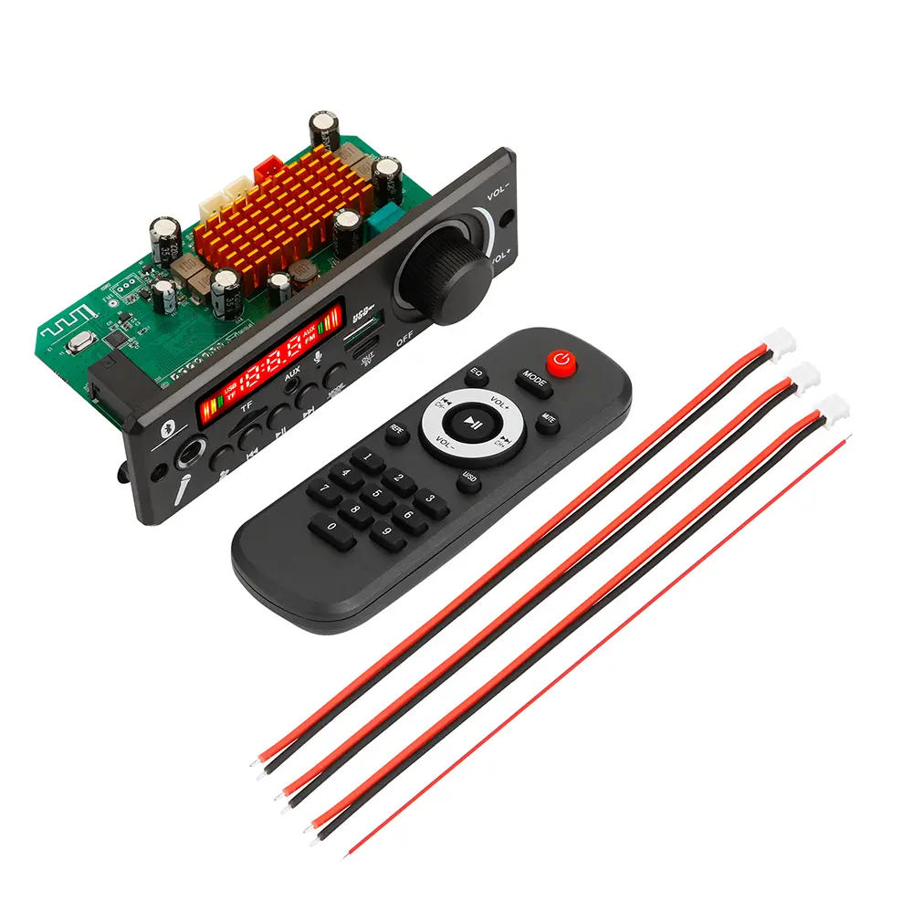 2*100W Amplifier Bluetooth MP3/USB/TF/LINE IN/FM Decoder Board DC 8-26V Wireless Car USB MP3 Player with Mic Calling Recording
