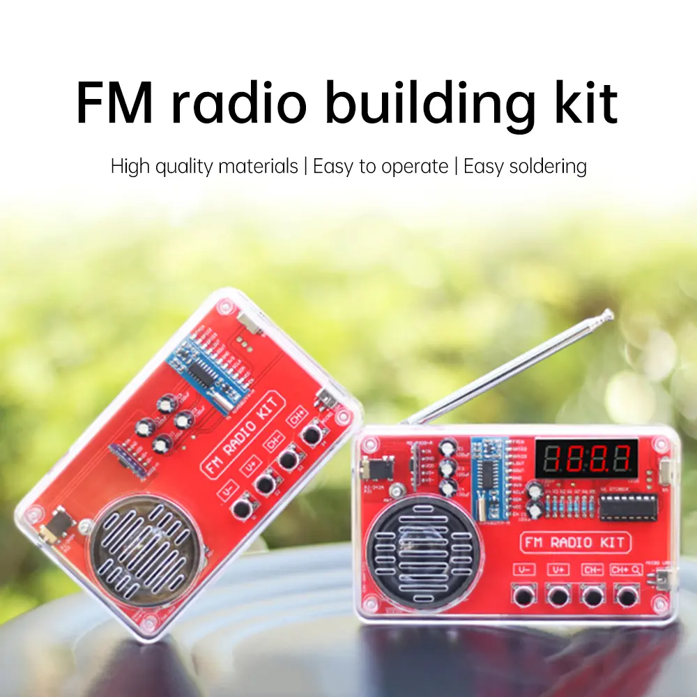 DIY FM Radio Electronic Kit Adjustable Frequency 50-108 MHz Receiver DIY Soldering Project Practice Solder RDA5807 8002D Speaker