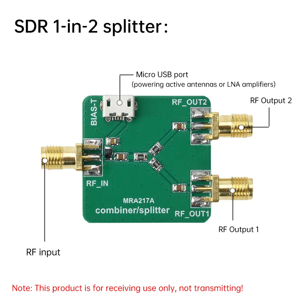 SDR Radio 1/2 Splitter Combiner/Splitters Signal Amplifier Receiving Module Micro USB