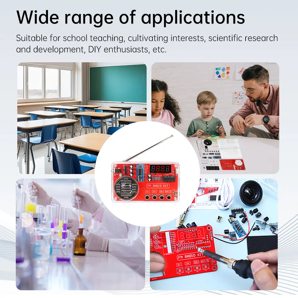 DIY FM Radio Electronic Kit Adjustable Frequency 50-108 MHz Receiver DIY Soldering Project Practice Solder RDA5807 8002D Speaker