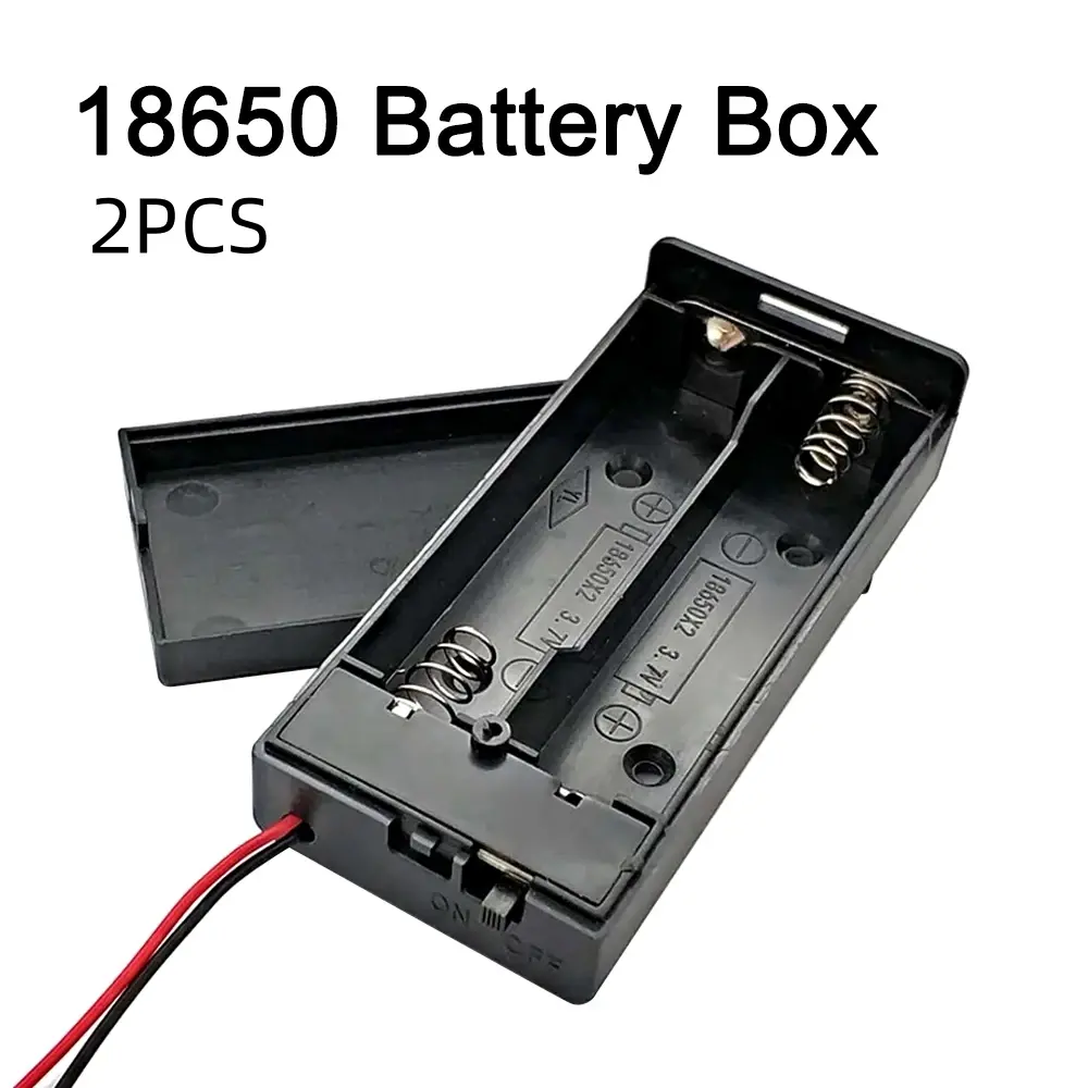 2PCS 2 Slots 18650 Battery Storage Case 2x18650 Batteries Holder Box Container With  ON/OFF Switch 3.7V ABS DIY