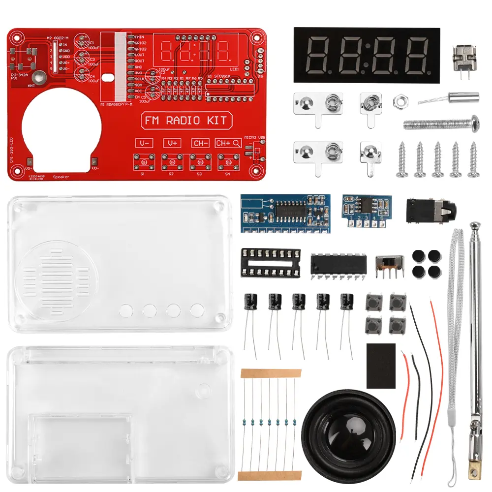 DIY FM Radio Electronic Kit Adjustable Frequency 50-108 MHz Receiver DIY Soldering Project Practice Solder RDA5807 8002D Speaker