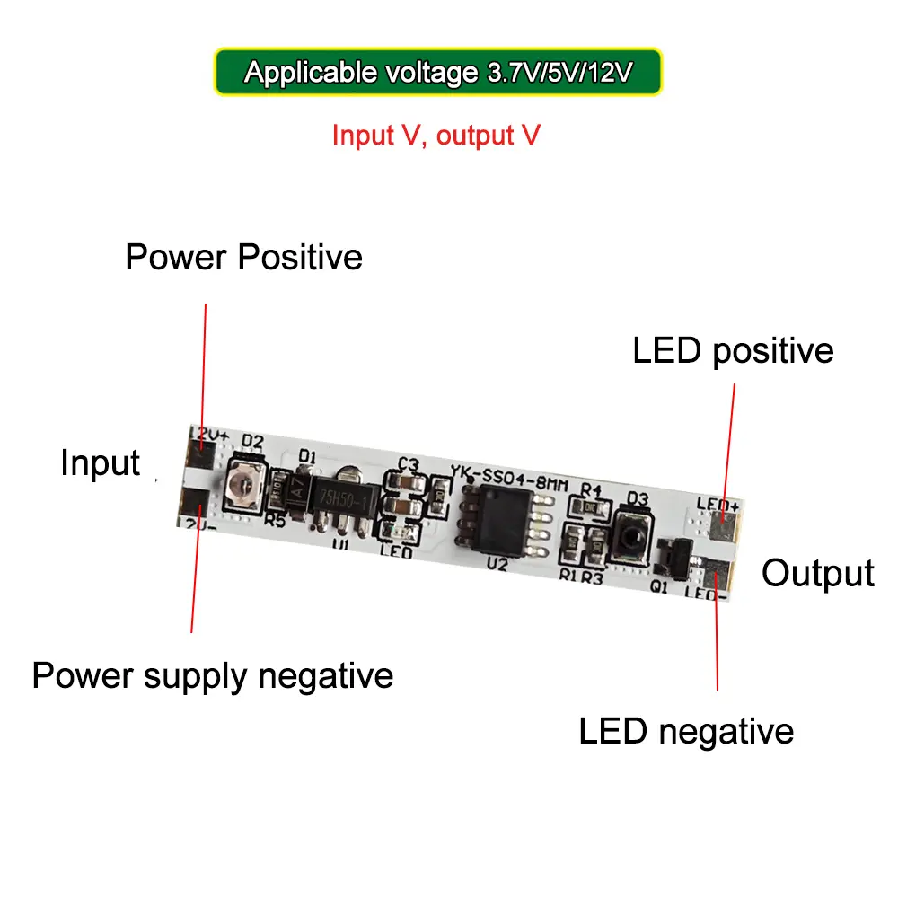 YK-SS004 Motion Detector Hand Sweep Switch DC 12V Smart Human Infrared Induction Sensor Switch For LED Light Strip Cabinet Light