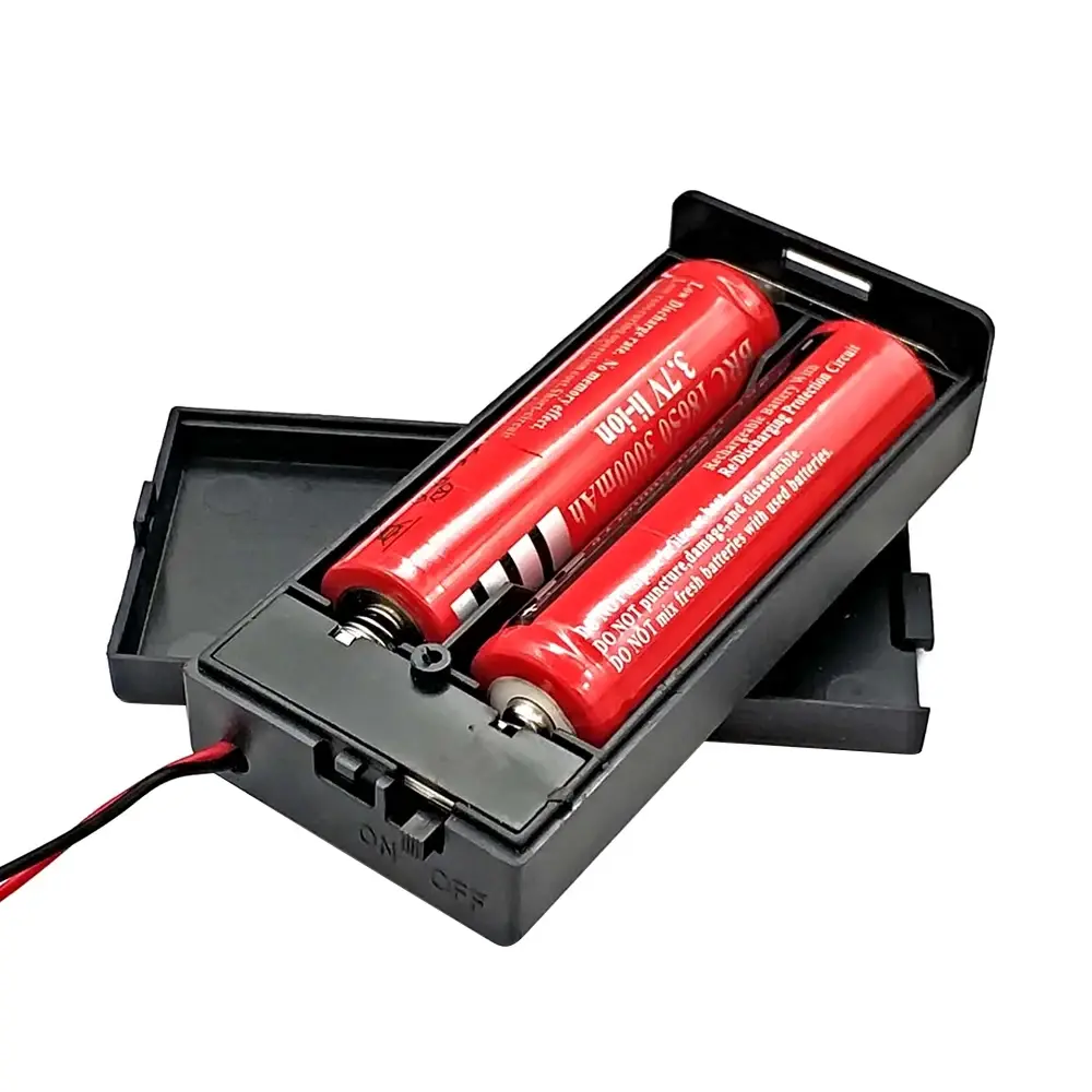 2PCS 2 Slots 18650 Battery Storage Case 2x18650 Batteries Holder Box Container With  ON/OFF Switch 3.7V ABS DIY