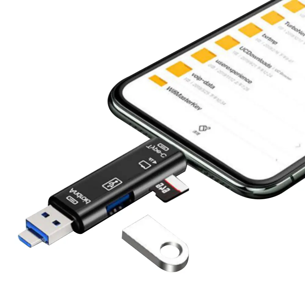 5 in 1 Multifunction Micro SD Card Reader USB C USB 3.0 to Memory Card Reader Adapter for External Camera Photo Work with PC Mac