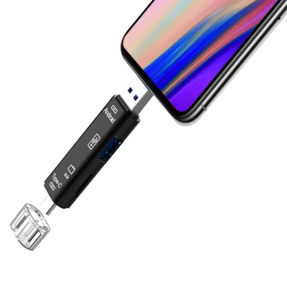 5 in 1 Multifunction Micro SD Card Reader USB C USB 3.0 to Memory Card Reader Adapter for External Camera Photo Work with PC Mac