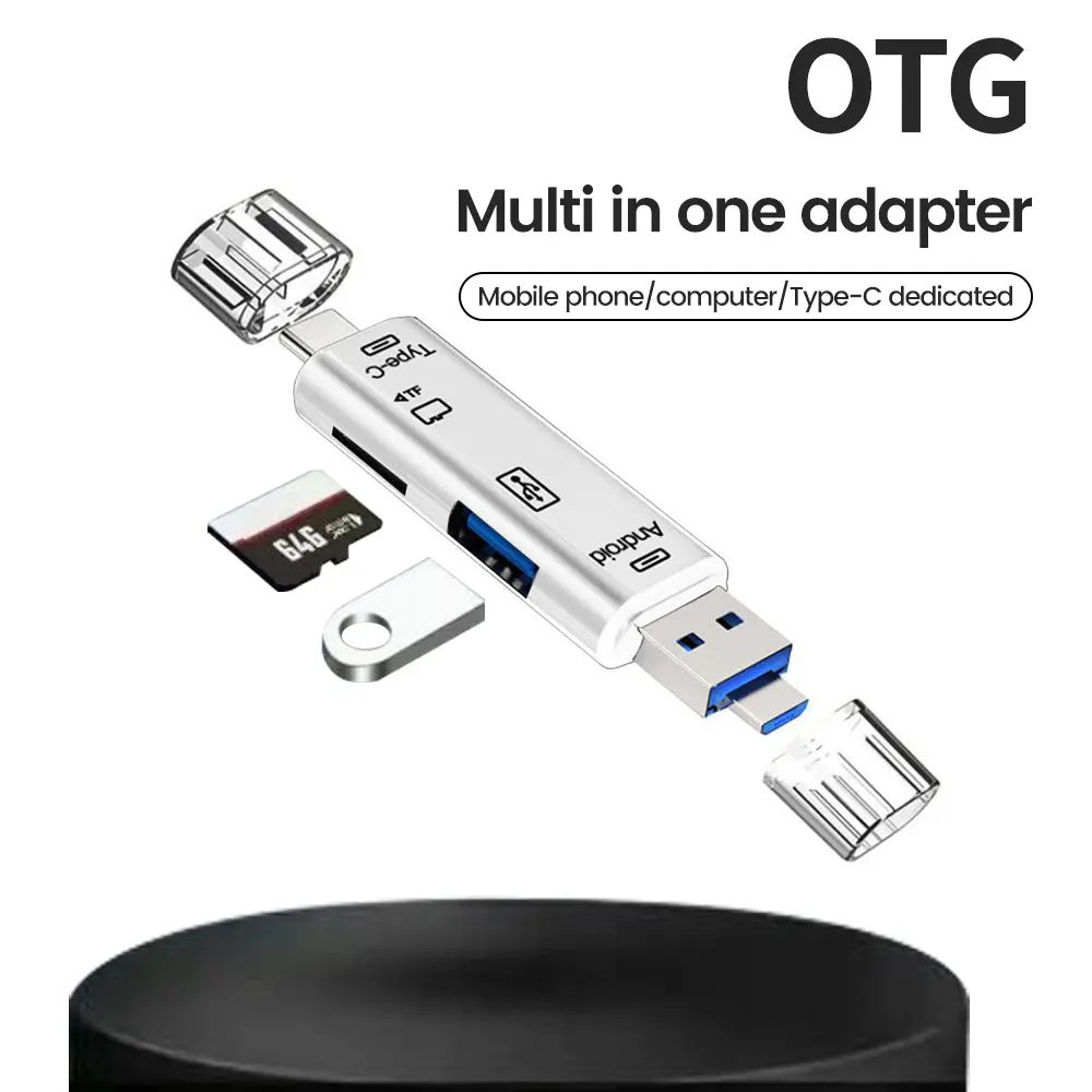 5 in 1 Multifunction Micro SD Card Reader USB C USB 3.0 to Memory Card Reader Adapter for External Camera Photo Work with PC Mac