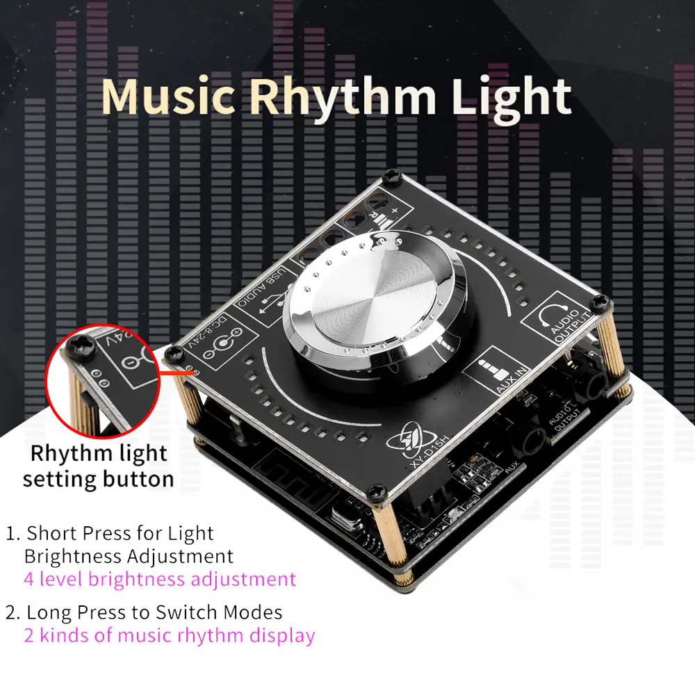 XY-D15H  Stereo Sound Power Amplifier Board DC8-24V 2X10W/15W/20W Digital Audio Amplifier AMP Module Home Theater