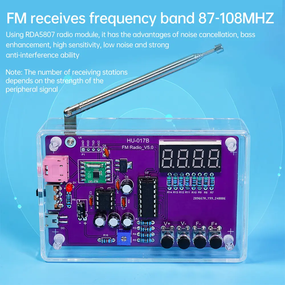 RDA5807S TDA2822 HU-017A/HU-017AB DIY Radio Kit 87-108MHz STC15W RDA5807 FM Electronic DIY Parts for Electronic Component