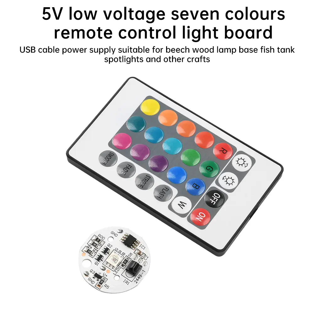 DC 5V Colorful RGB LED Light Board Color RGB Lights Plate 24-Key Wireless Remote Control Switch 1.5W Colorful Gradient Source