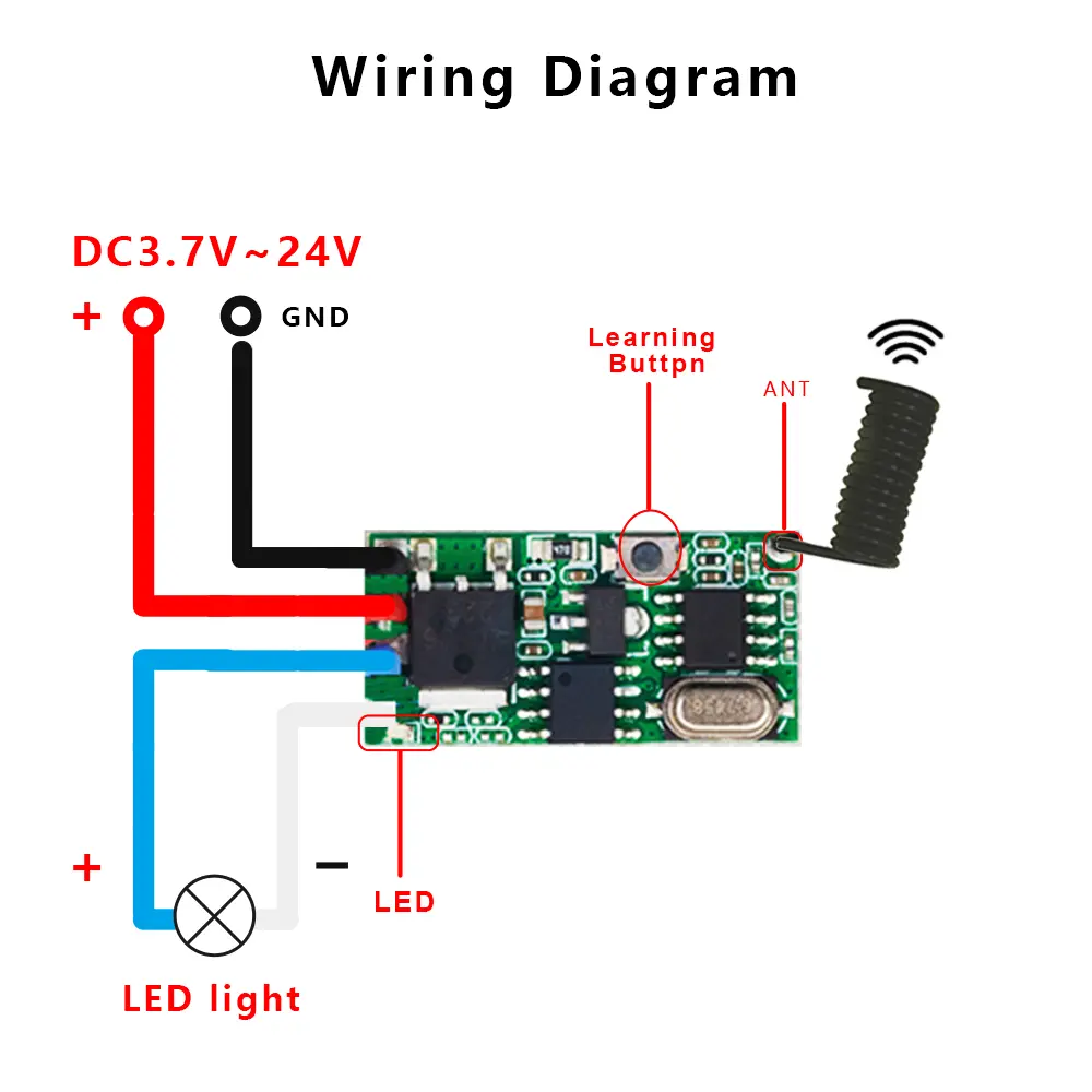 433MHZ Universal RF Module Wireless Transmitting Receiving Module DC 3.6V-24V Remote Control Switch Relay Receiver Transmitter