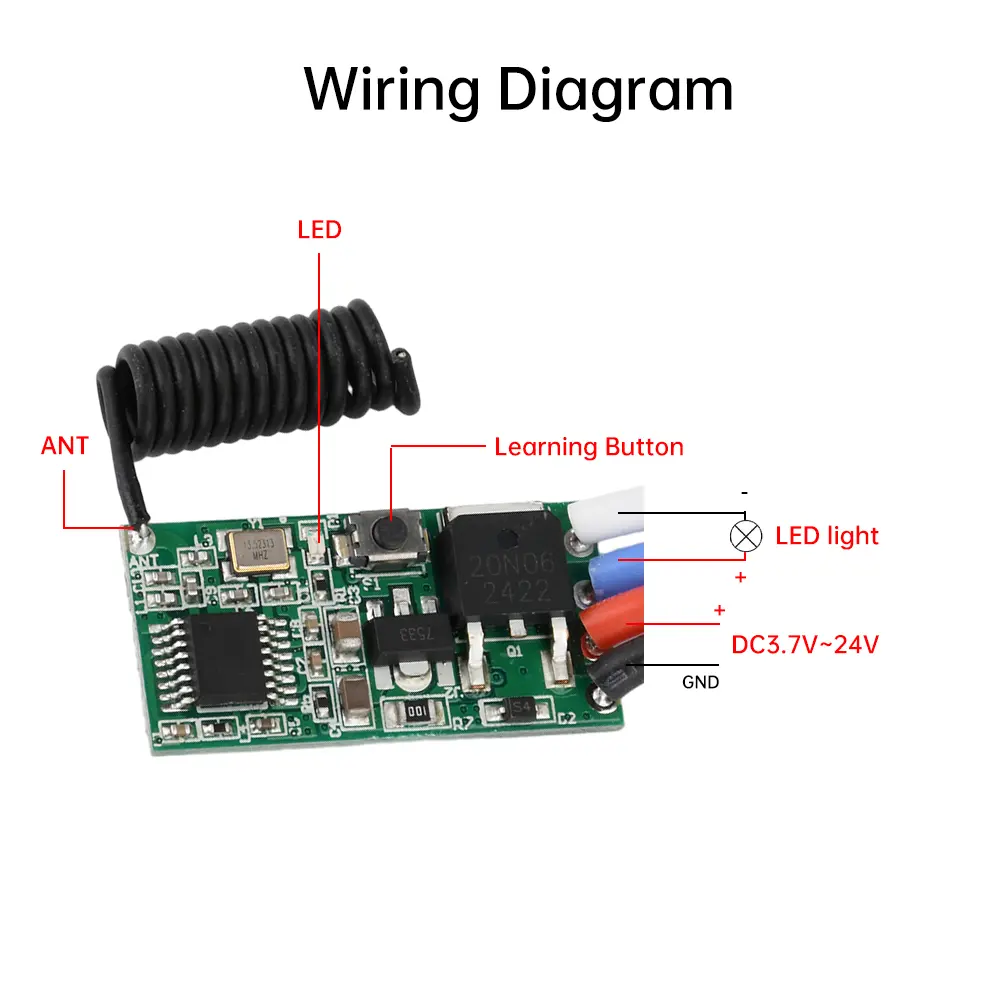 433MHZ Universal RF Module Wireless Transmitting Receiving Module DC 3.6V-24V Remote Control Switch Relay Receiver Transmitter