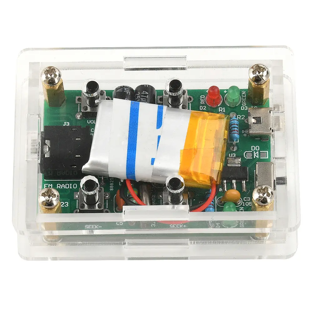 DIY FM Radio Electronic Kit Module 76-108MHz Wireless Receiver Chargeable Soldering Project Practice Kit GS1299 DC 5V Micro USB