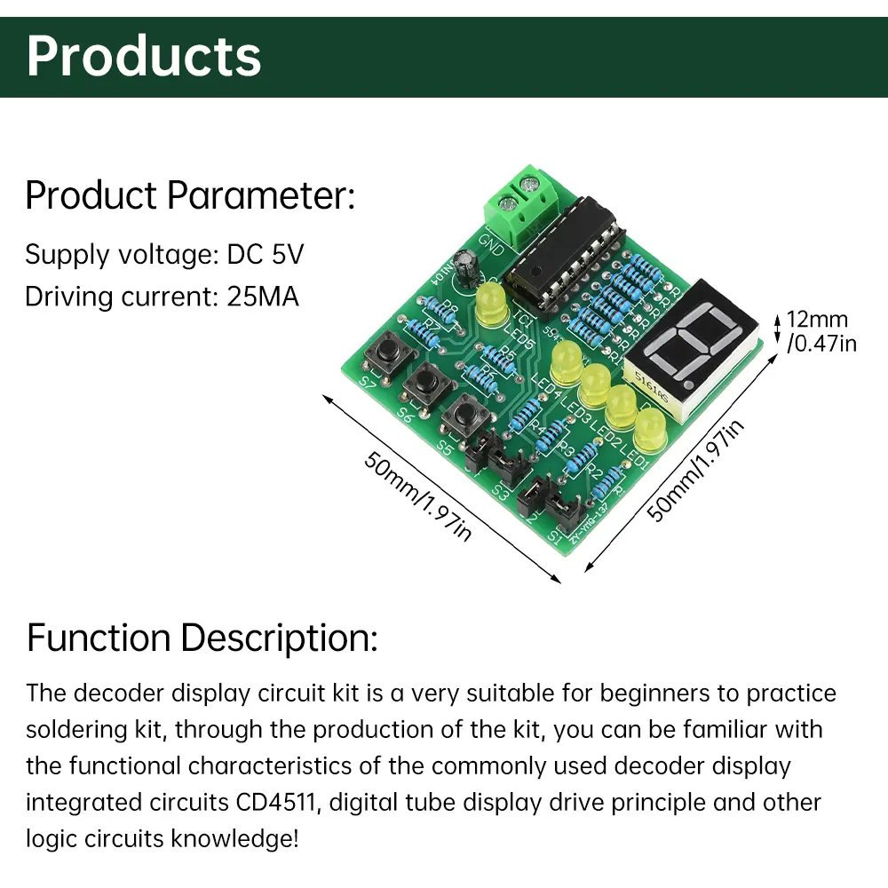 DIY Decoder Decoding Display Electronic Manufacturing Set Training and Teaching Kit DIY Welding Matching Skills Simulation