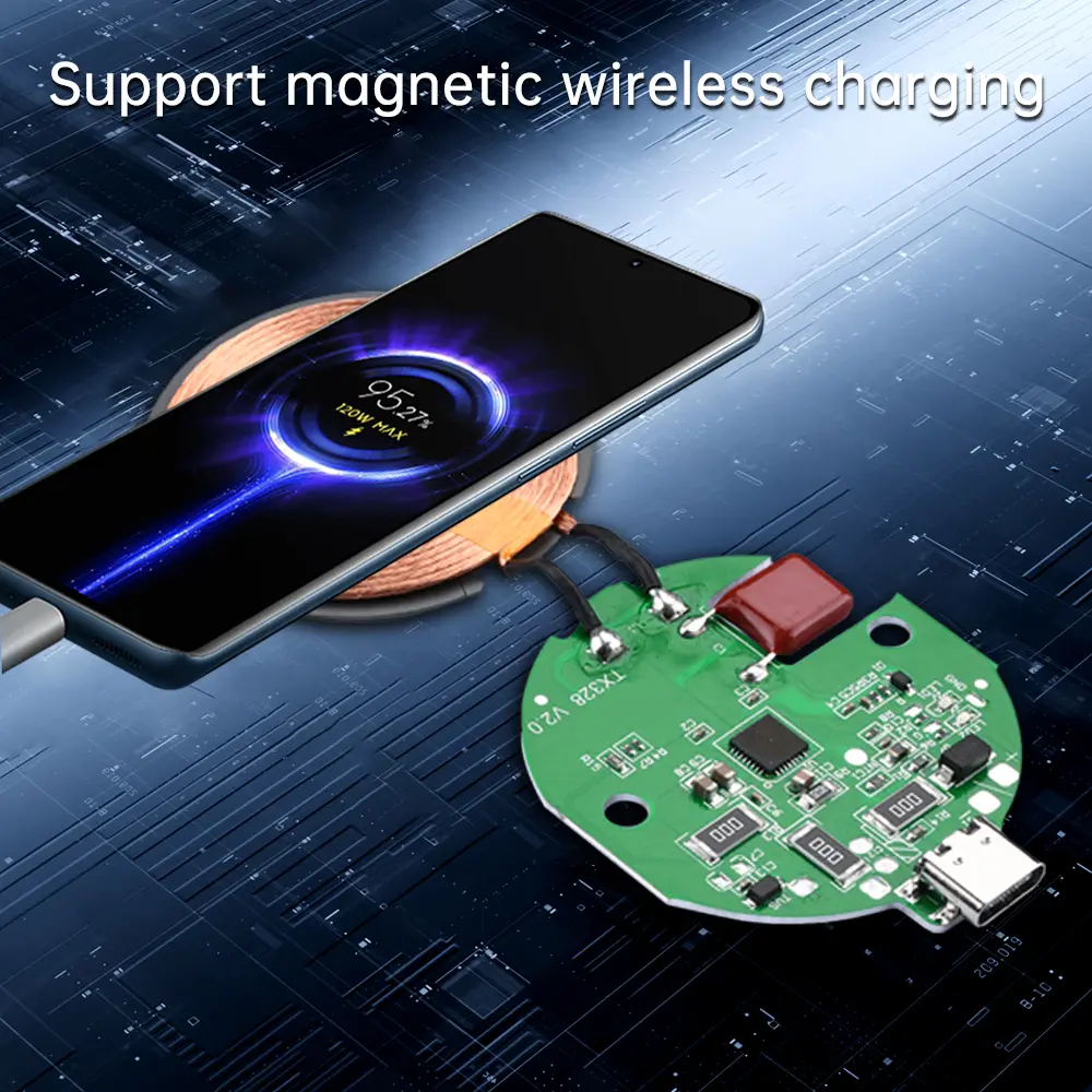 15W Wireless Charging Module For Mobile Phone Car Magnetic Wireless Charger Transmission Circuit Board 5V/9V/12V High Power