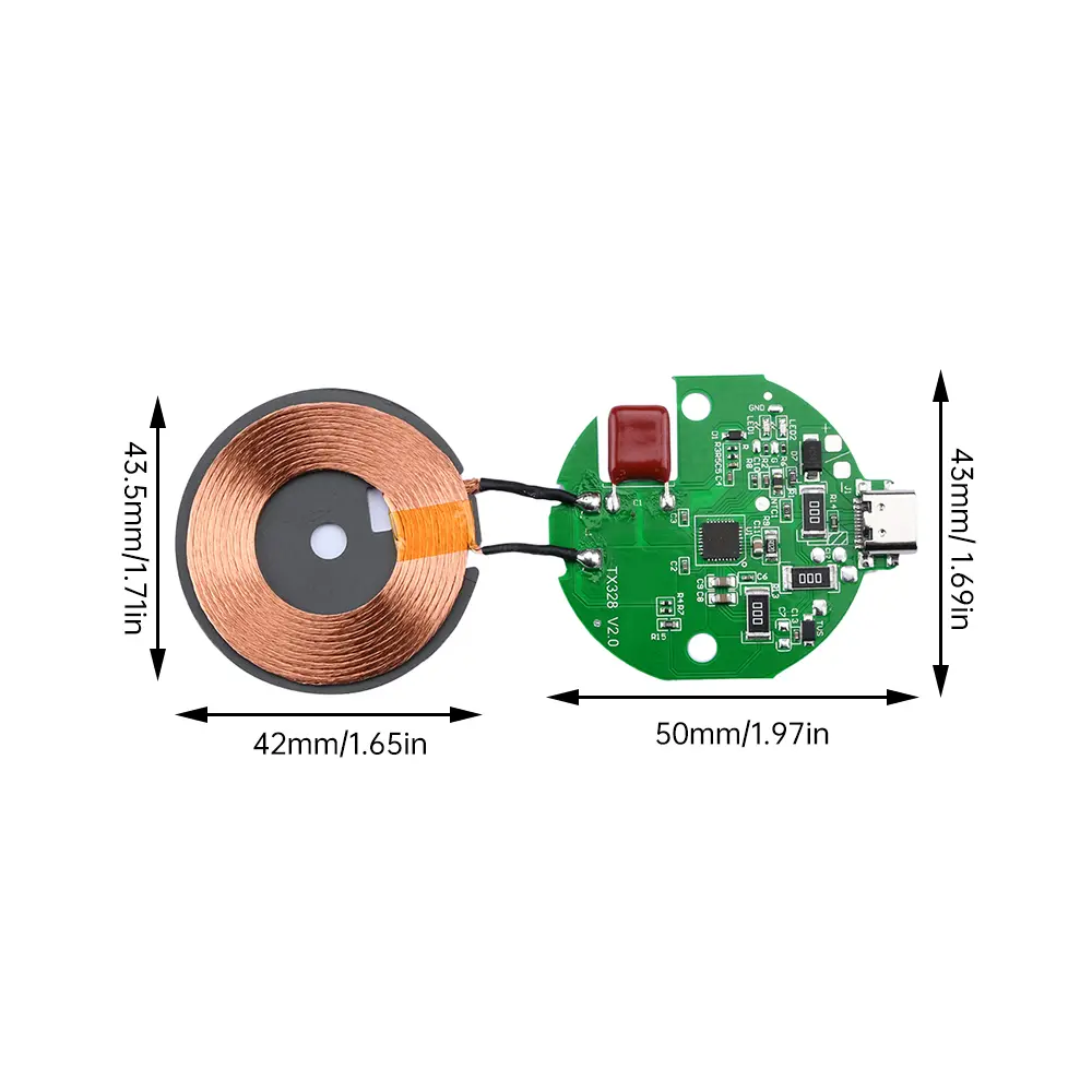 15W Wireless Charging Module For Mobile Phone Car Magnetic Wireless Charger Transmission Circuit Board 5V/9V/12V High Power