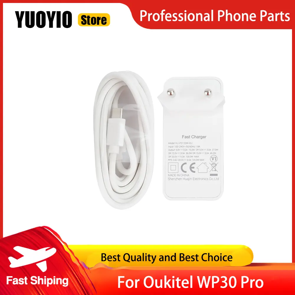 Charger 100% Original New For Oukitel WP30 Pro Phone Official Quick Charging Adapter + USB Cable Data Line