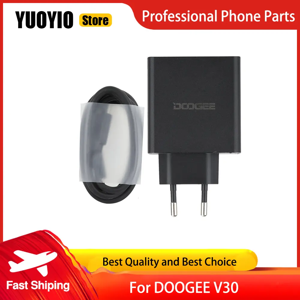 DOOGEE V30 Charger 100% Original New Official Quick Charging Adapter + USB Cable Data Line For V30 Phone
