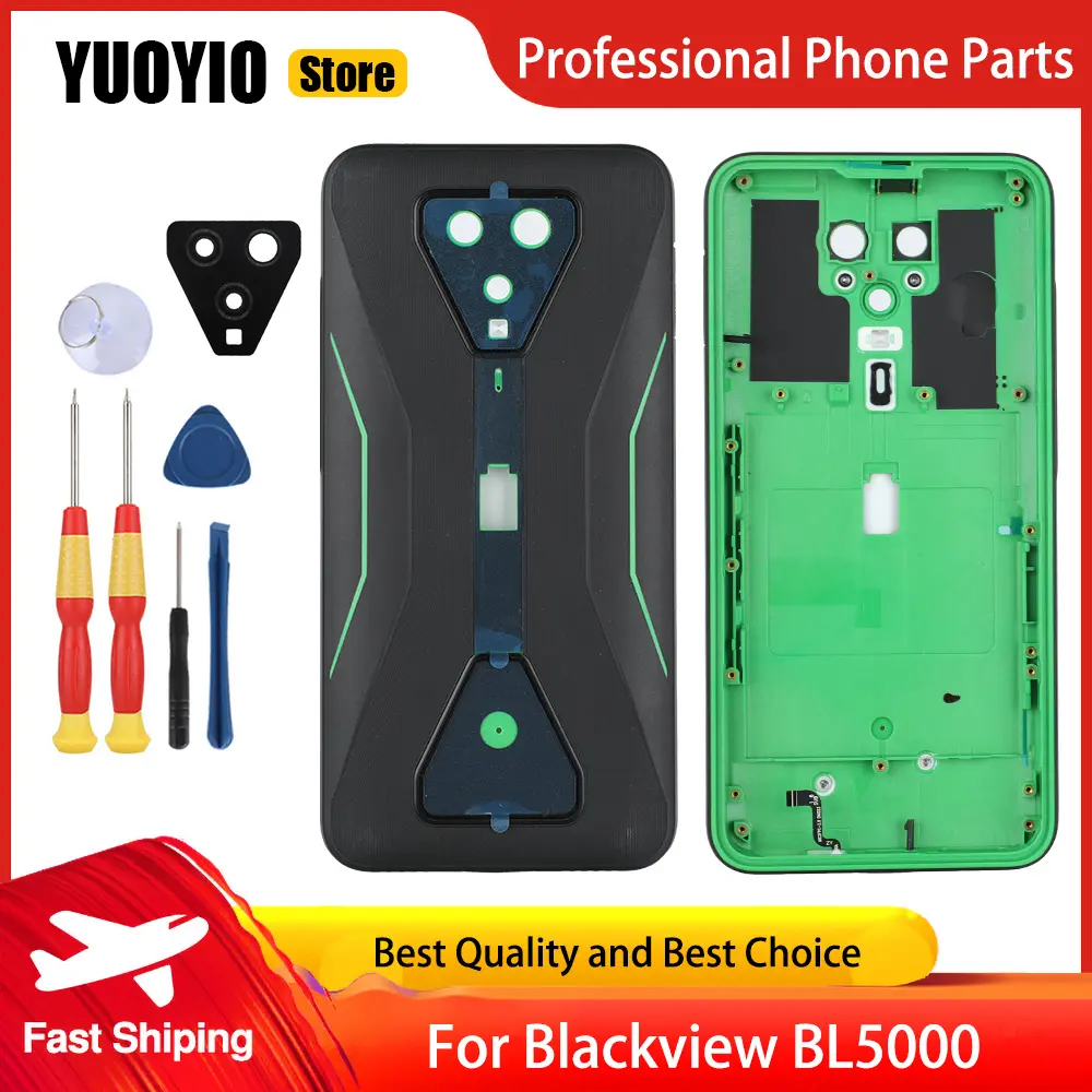 Battery Case Protective Battery Case Back Cover+Glass Lens For Blackview BL5000 Smart Phone 3M Adhesive Replacement Parts