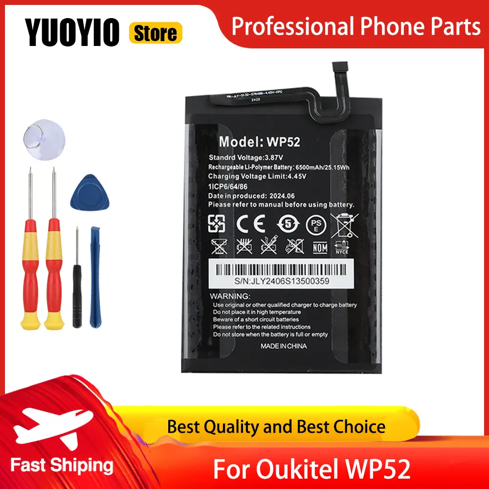 100% New Original Battery For Oukitel WP38 WP50 WP52 Smartphone Battery High Capacity Repair Replacement Parts Free Tools