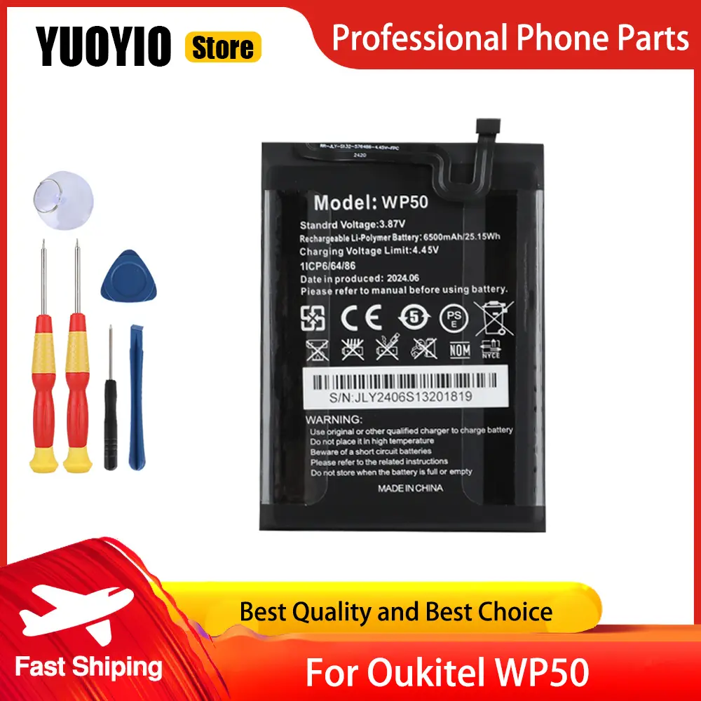 100% New Original Battery For Oukitel WP38 WP50 WP52 Smartphone Battery High Capacity Repair Replacement Parts Free Tools