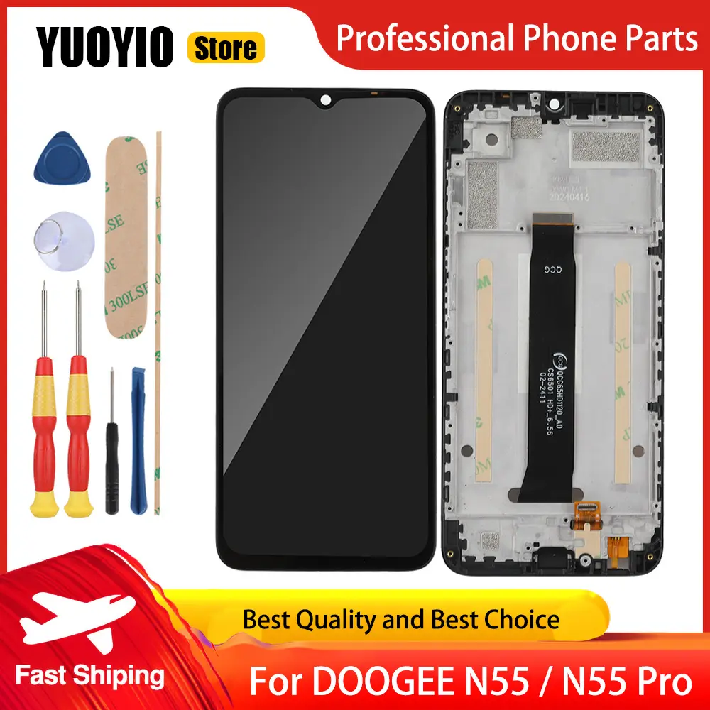 YUOYIO Brand New Original Touch Display For DOOGEE N55 N55S N55 Pro N55 Plus LCD Screen Assembly Parts Replacement Free Tools