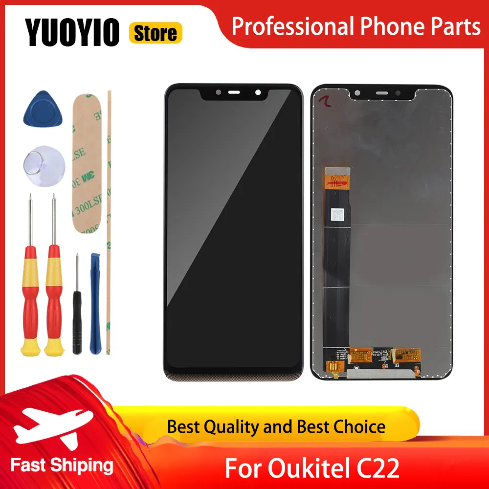 100% New Original For Oukitel C16 Pro C17 Pro C19 Pro C21 C22 C25 C23 Pro LCD Display  Touch Screen With Frame Assembly Tools