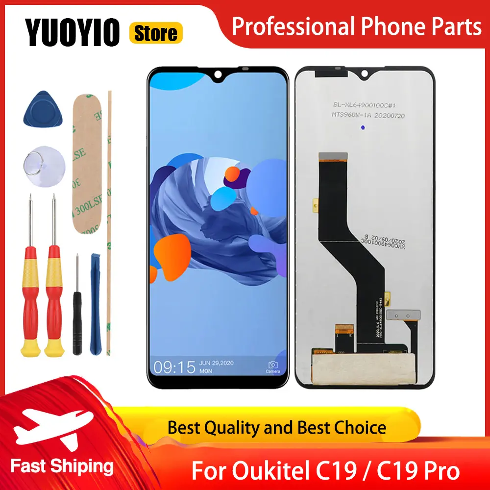 100% New Original For Oukitel C16 Pro C17 Pro C19 Pro C21 C22 C25 C23 Pro LCD Display  Touch Screen With Frame Assembly Tools
