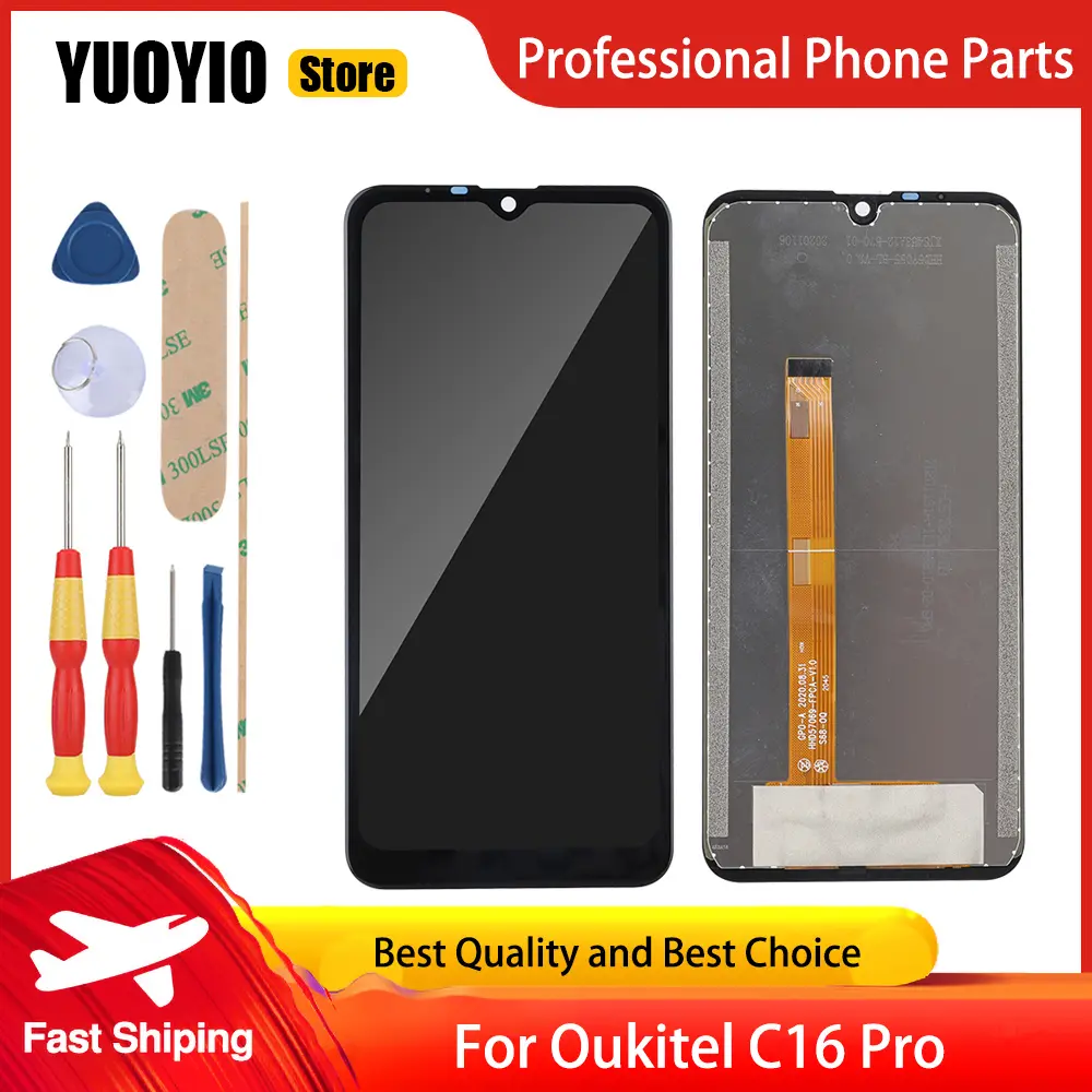 100% New Original For Oukitel C16 Pro C17 Pro C19 Pro C21 C22 C25 C23 Pro LCD Display  Touch Screen With Frame Assembly Tools