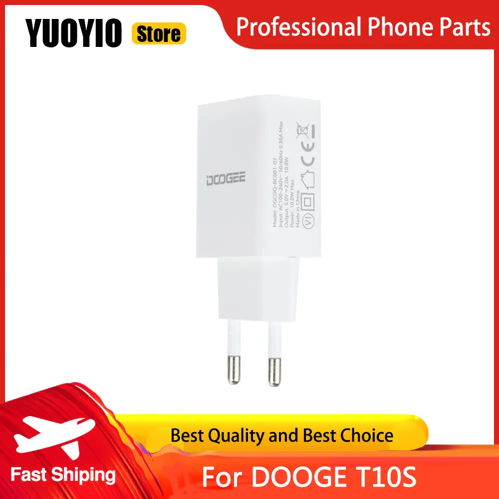 YUOYIO 100% Original New DOOGEE T10S Charger Official Quick Charging Adapter + USB Cable Data Line Phone