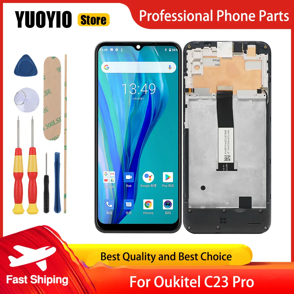 100% New Original For Oukitel C16 Pro C17 Pro C19 Pro C21 C22 C25 C23 Pro LCD Display  Touch Screen With Frame Assembly Tools