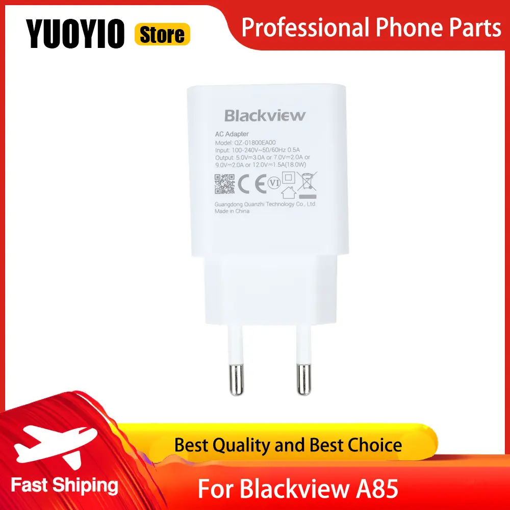 Blckview A85 Charger 100% Original New Official Quick Charging Adapter + USB Cable Data Line For Blackview A85  Phone