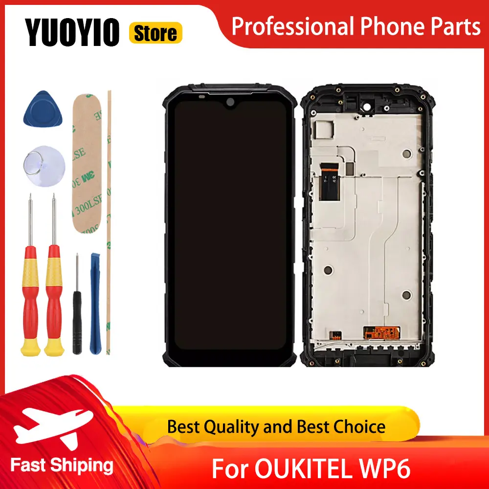 New original Touch Screen LCD Display For Oukitel WP6 Digitizer Assembly With Frame Replacement Parts+Disassemble Tool