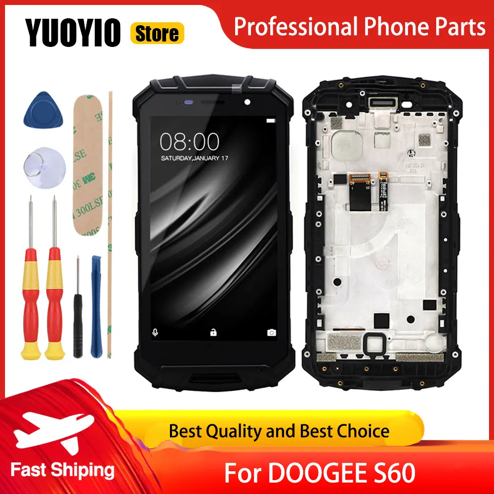 Touch Screen LCD Display For Doogee S60 S60 Lite Screen LCD Digitizer Assembly With Frame Replacement Parts Free Repair Tool