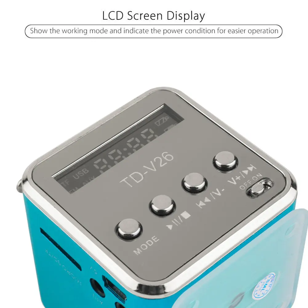 TD-V26 Mini Radio FM Digital Portable Speakers with Receiver MP3 Music Player